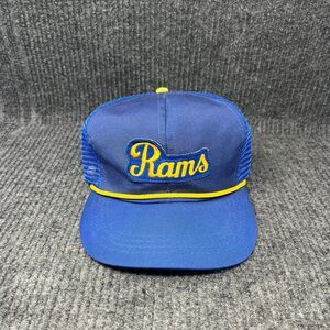 Vintage 90s LA Los Angeles Rams SnapBack Mesh Trucker Hat Blue USA Made NFL